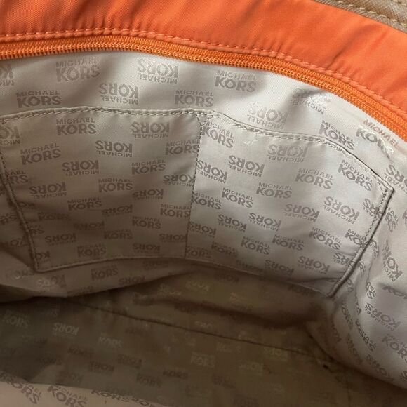 Michael Kors Orange Nylon Medium shoulder bag ,brown leather trims and straps - Picture 14 of 16